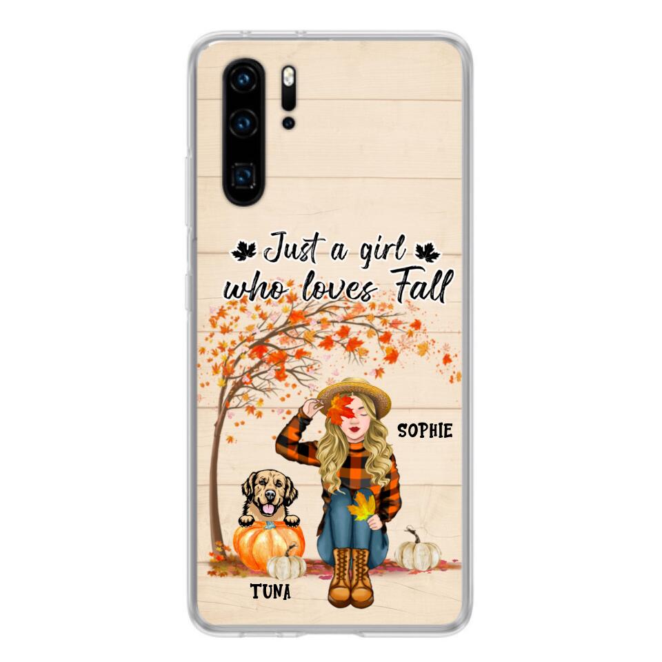 Personalized Fall Dog Mom Phone Case - Up to 4 Pets - Best Gift For Dog Lovers - Just A Girl Who Loves Fall - Case For Oppo Huawei Xiaomi - MTJKZW