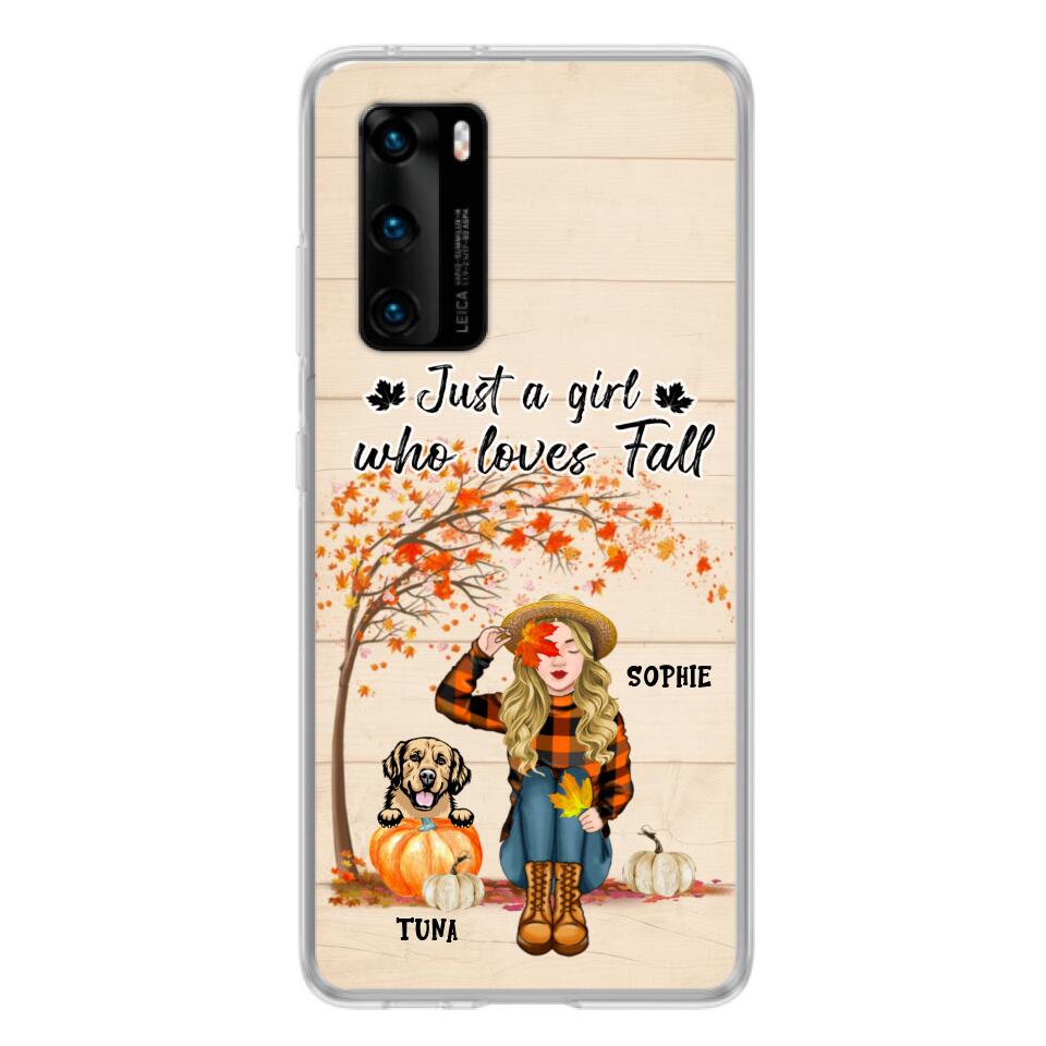 Personalized Fall Dog Mom Phone Case - Up to 4 Pets - Best Gift For Dog Lovers - Just A Girl Who Loves Fall - Case For Oppo Huawei Xiaomi - MTJKZW