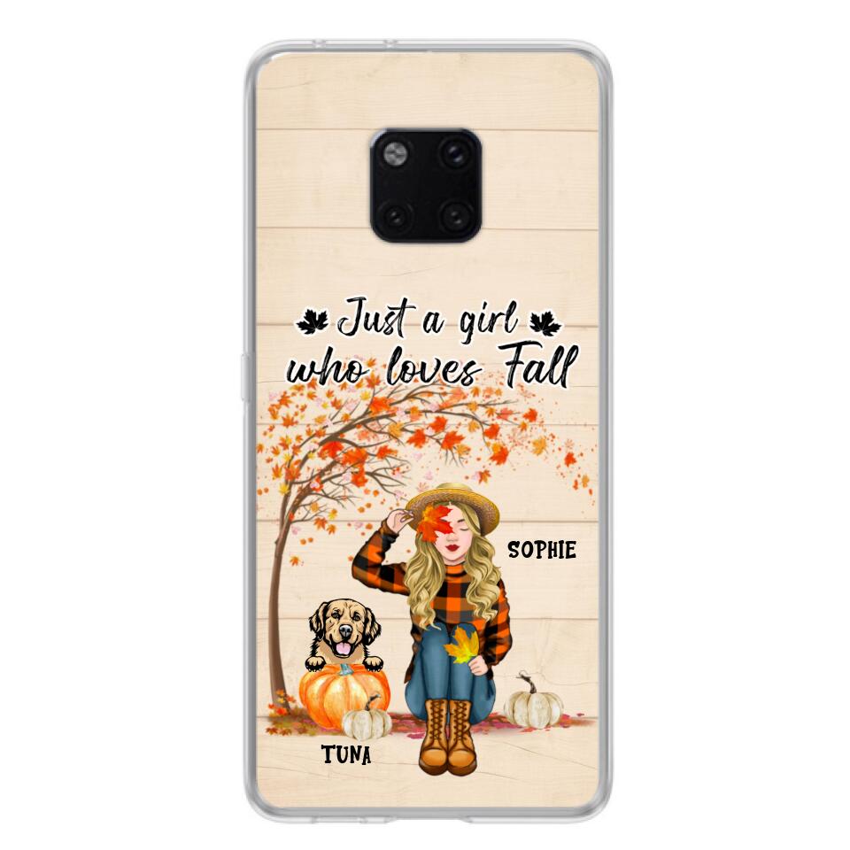 Personalized Fall Dog Mom Phone Case - Up to 4 Pets - Best Gift For Dog Lovers - Just A Girl Who Loves Fall - Case For Oppo Huawei Xiaomi - MTJKZW