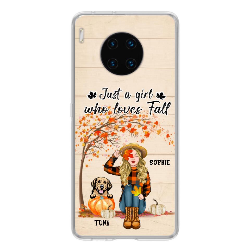Personalized Fall Dog Mom Phone Case - Up to 4 Pets - Best Gift For Dog Lovers - Just A Girl Who Loves Fall - Case For Oppo Huawei Xiaomi - MTJKZW