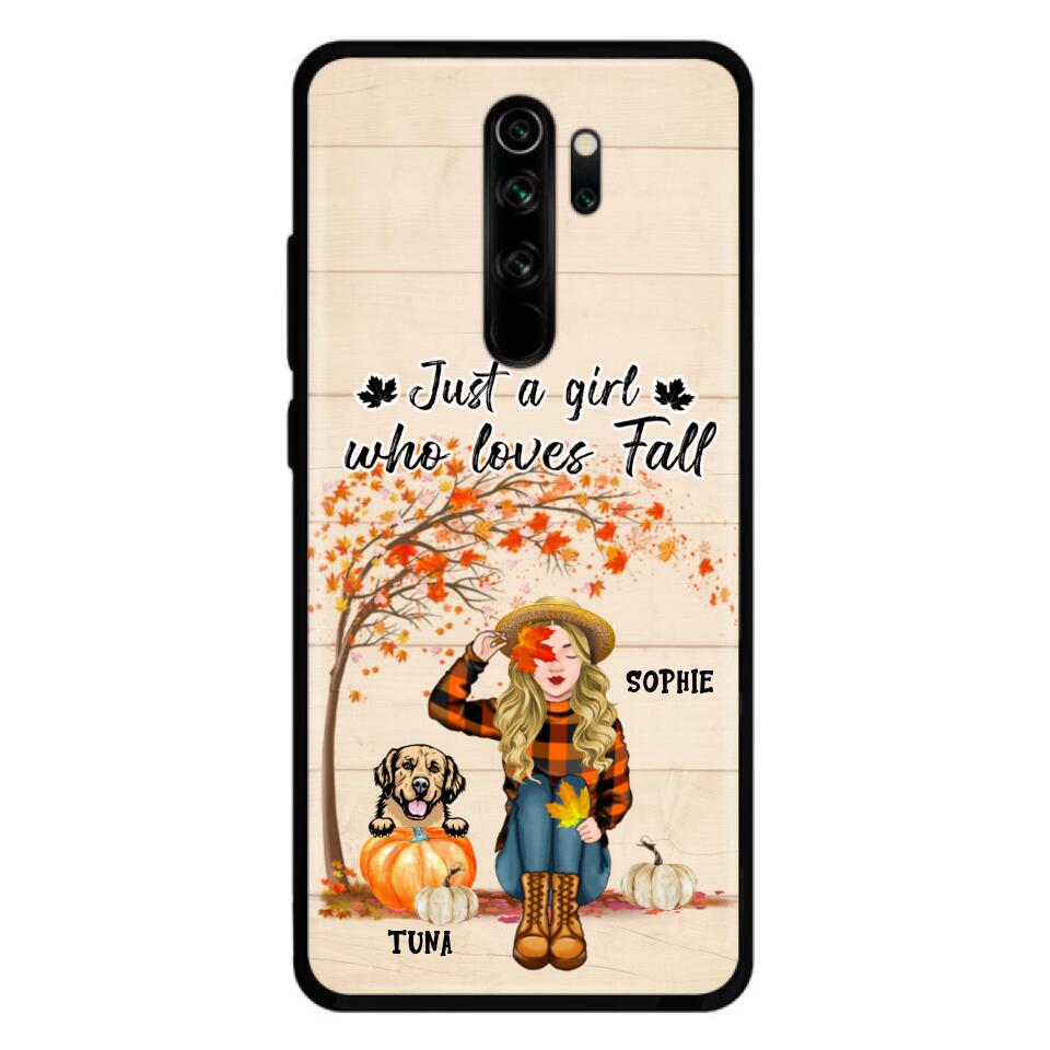Personalized Fall Dog Mom Phone Case - Up to 4 Pets - Best Gift For Dog Lovers - Just A Girl Who Loves Fall - Case For Oppo Huawei Xiaomi - MTJKZW