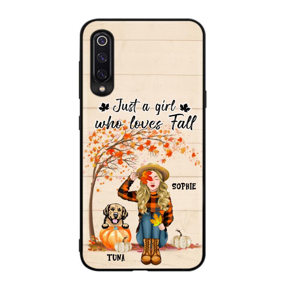Personalized Fall Dog Mom Phone Case - Up to 4 Pets - Best Gift For Dog Lovers - Just A Girl Who Loves Fall - Case For Oppo Huawei Xiaomi - MTJKZW