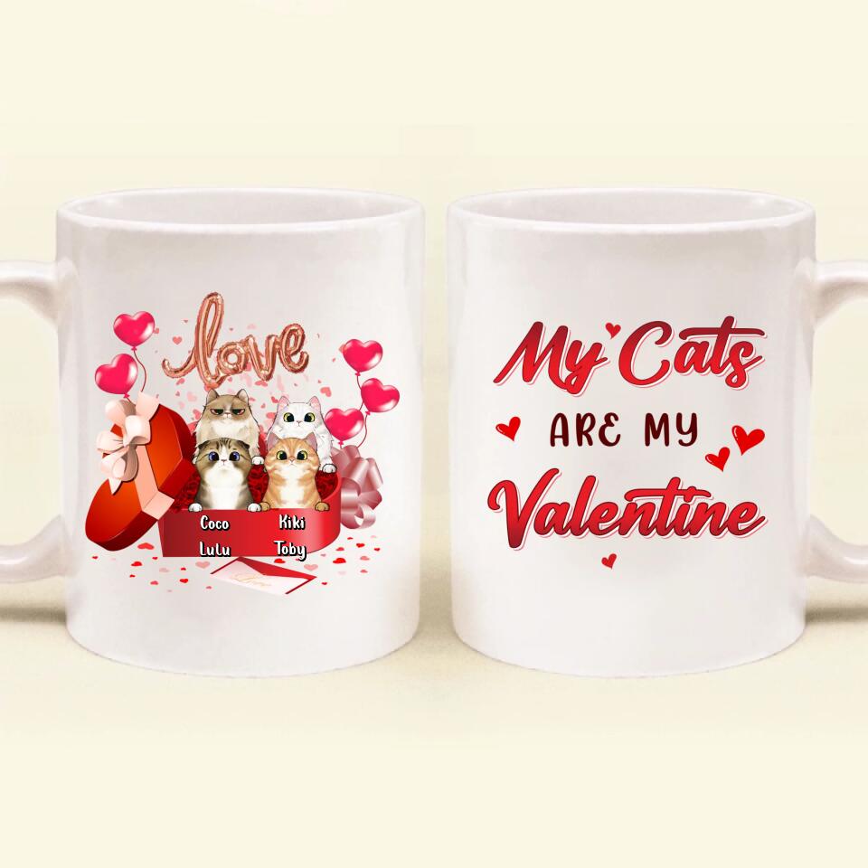 Personalized Pet Coffee Mug - Valentine's Day Gift Idea For Dog/Cat Lover - Up to 4 Pets - My Cats Are My Valentine