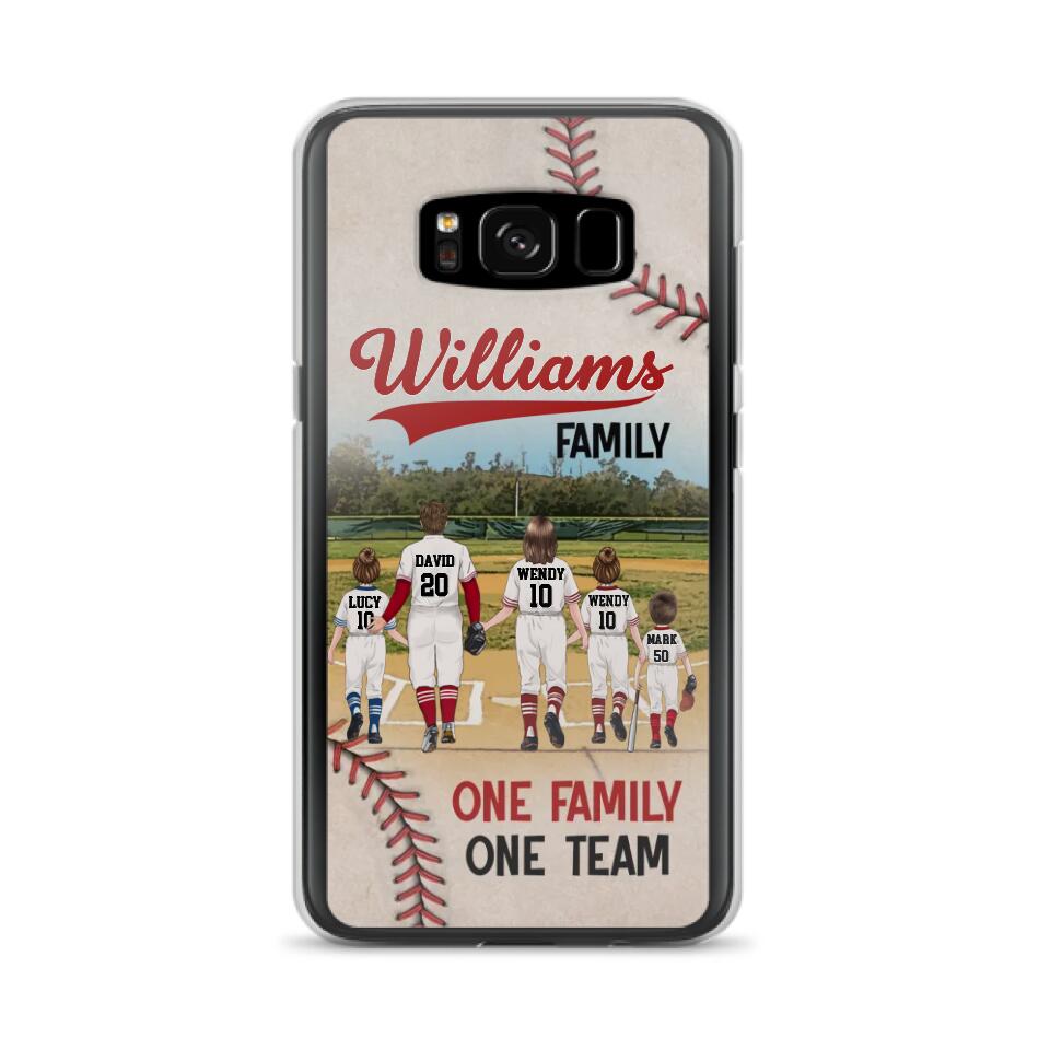 Personalized Baseball Family Phone Case - Up to 3 Children - Valentine's Day/Birthday/Anniversary Gift For Husband & Wife - One Family One Team - Case for iPhone/Samsung