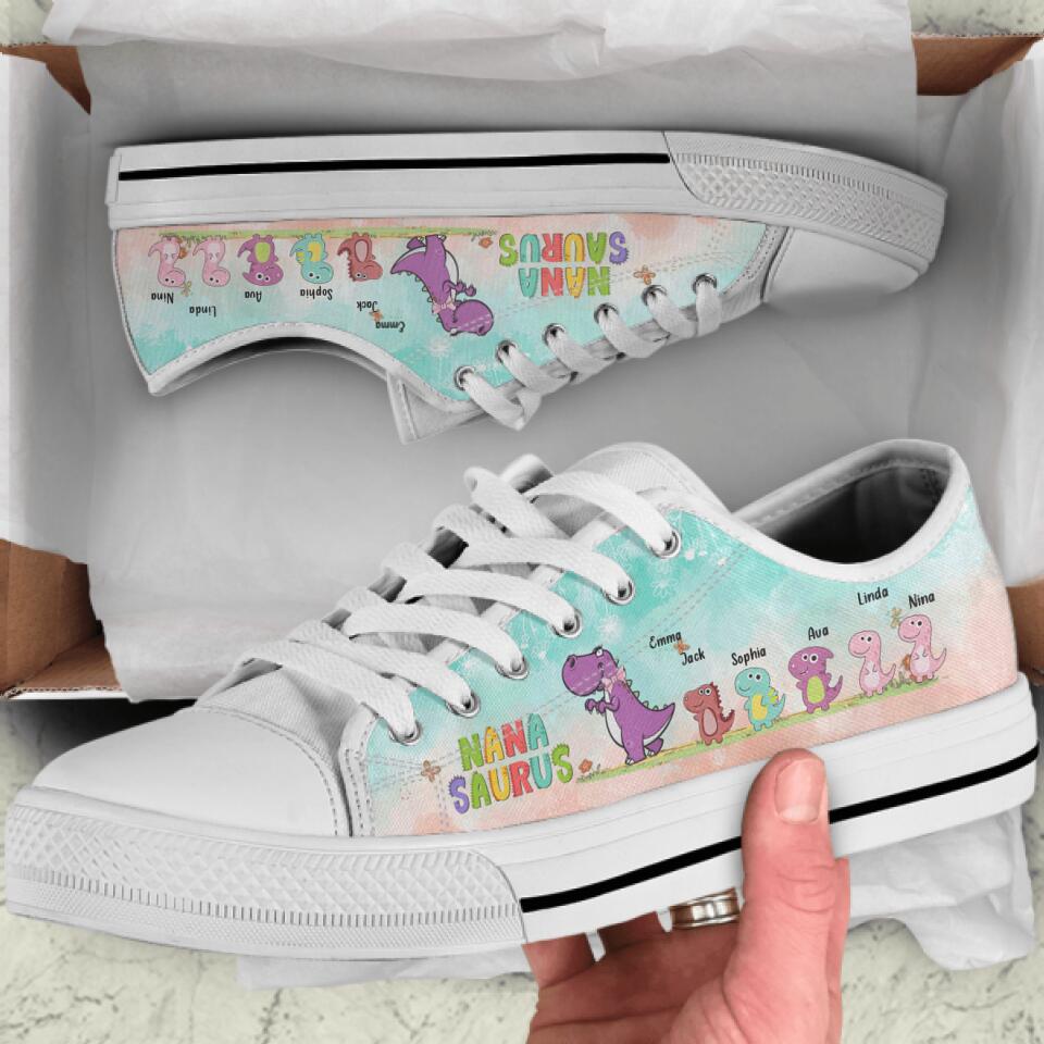 Personalized Nanasaurus Low Top Sneakers - Mother's Day Gift - Nanasaurus