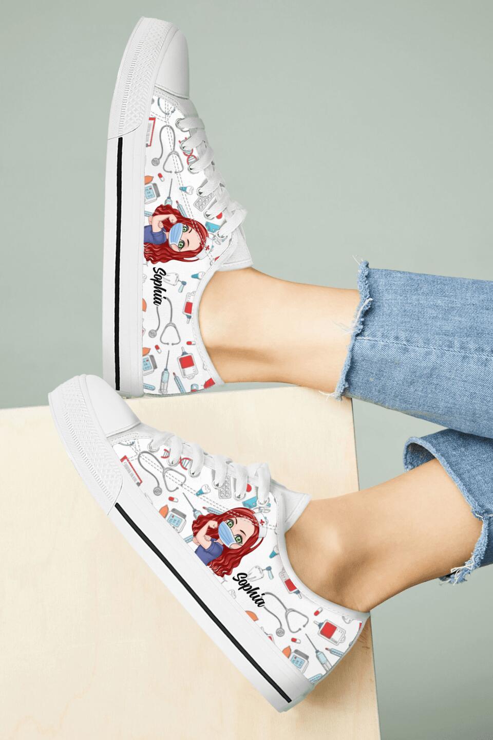 Custom Personalized Nurse Low Top Sneakers - Gift Idea For Nurse
