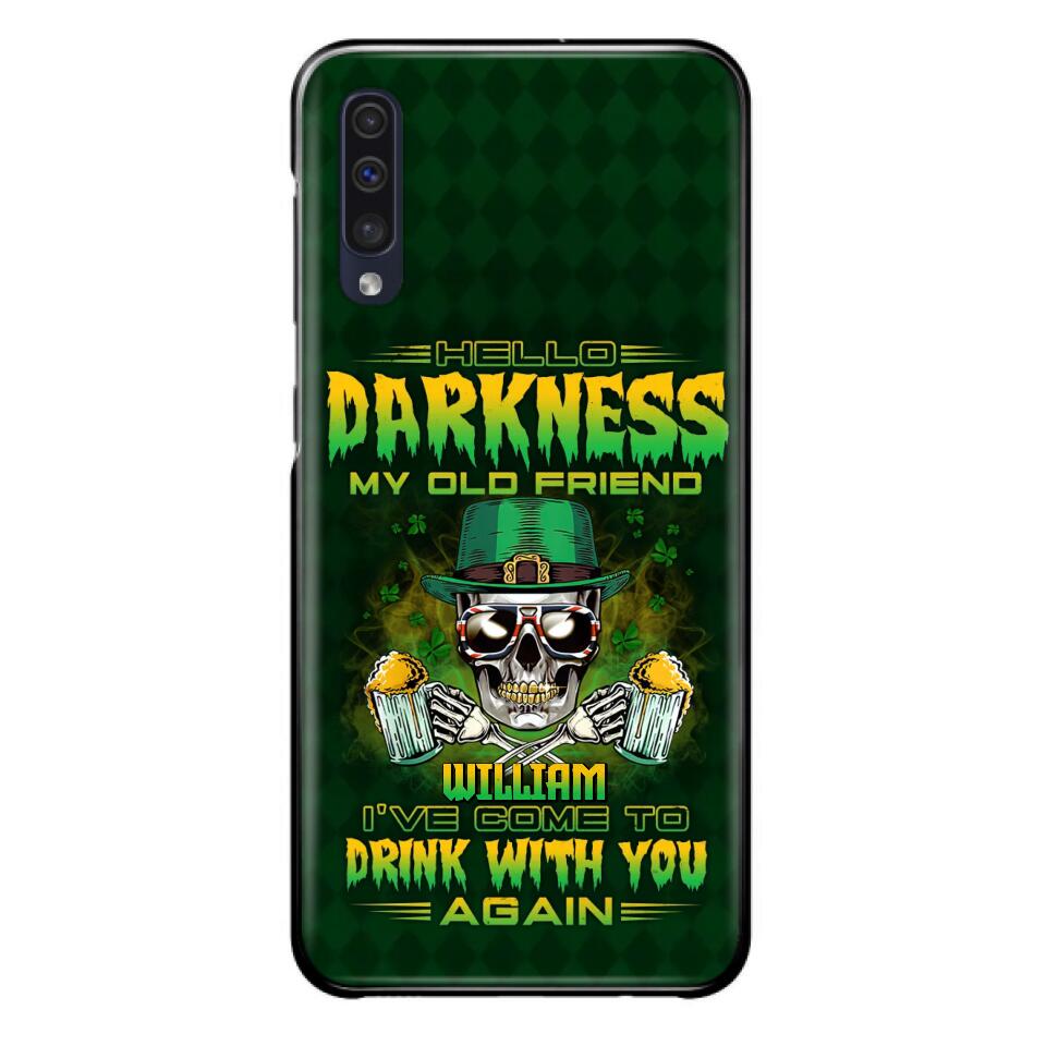 Custom Personalized St Patrick's Day Beer Skull Phone Case - Gift Idea For St Patrick's Day/ Beer Lover - Hello Darkness My Old Friend I've Come To Drink With You Again - Case For iPhone And Samsung
