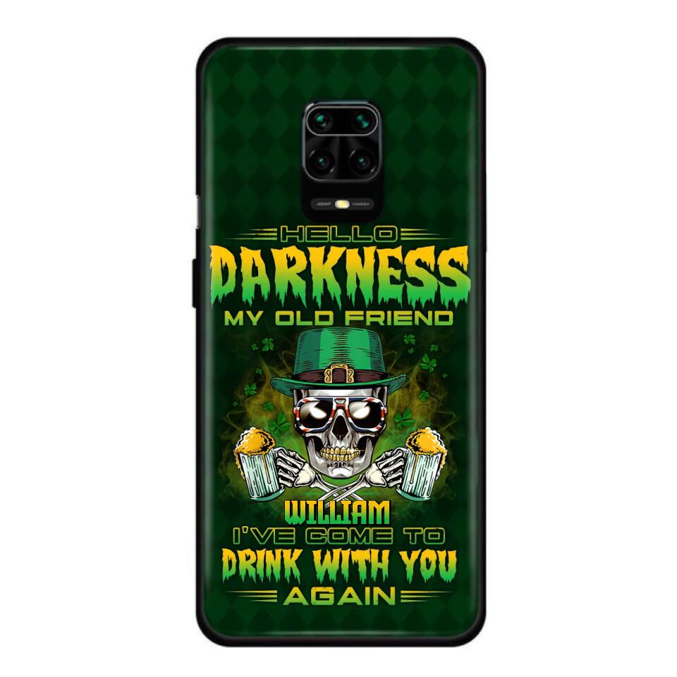 Custom Personalized St Patrick's Day Beer Skull Phone Case - Gift Idea For St Patrick's Day/ Beer Lover - Hello Darkness My Old Friend I've Come To Drink With You Again - Case For Xiaomi/Oppo/Huawei