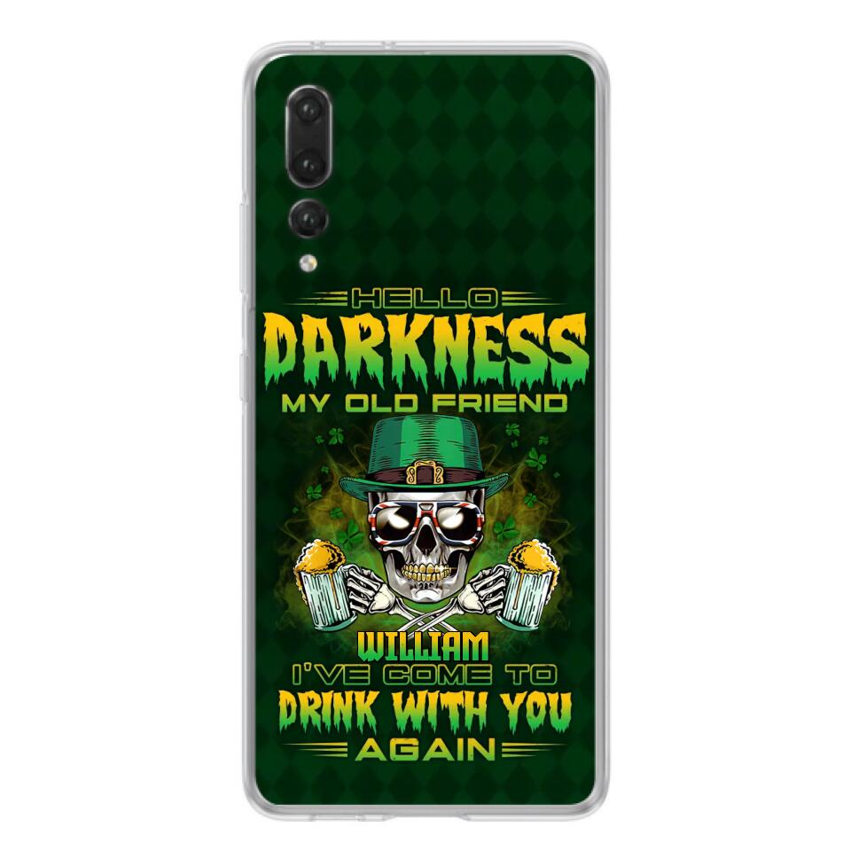 Custom Personalized St Patrick's Day Beer Skull Phone Case - Gift Idea For St Patrick's Day/ Beer Lover - Hello Darkness My Old Friend I've Come To Drink With You Again - Case For Xiaomi/Oppo/Huawei