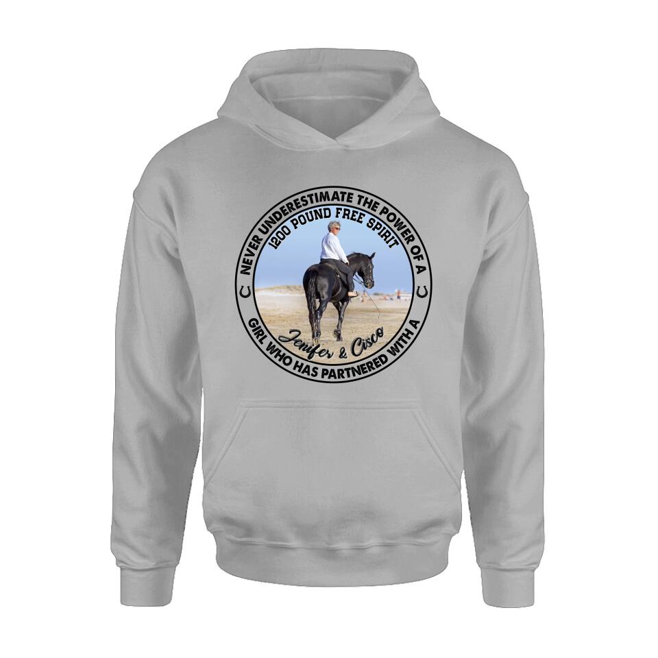 Personalized Horse Girl T-shirt/Long Sleeve/Sweatshirt/Hoodie - Gift Idea For Horse Lover - Never Underestimate The Power Of A Girl Who Has Partnered With A 1200 Pound Free Spirit