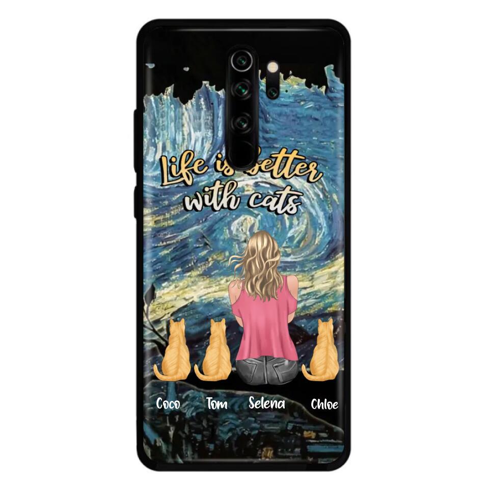Personalized Cat Mom Phone Case - Up to 3 Cats - Birthday, Loving Gift For Cat & Dog Lover, Pet Owner, Pet Mom, Pet Dad - Life Is Better With Cats - Case For Xiaomi, Oppo And Huawei