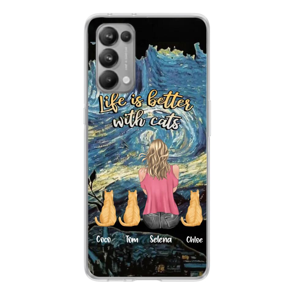 Personalized Cat Mom Phone Case - Up to 3 Cats - Birthday, Loving Gift For Cat & Dog Lover, Pet Owner, Pet Mom, Pet Dad - Life Is Better With Cats - Case For Xiaomi, Oppo And Huawei
