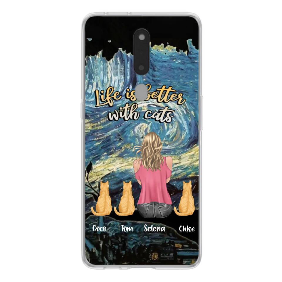 Personalized Cat Mom Phone Case - Up to 3 Cats - Birthday, Loving Gift For Cat & Dog Lover, Pet Owner, Pet Mom, Pet Dad - Life Is Better With Cats - Case For Xiaomi, Oppo And Huawei