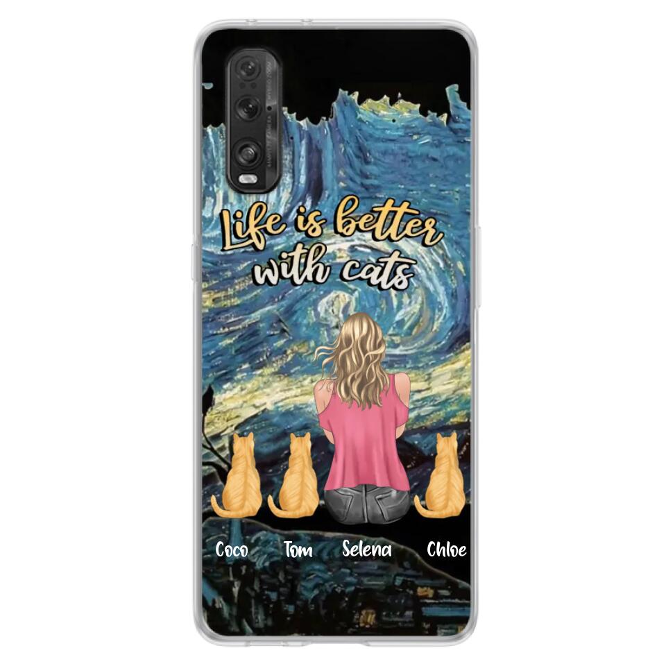 Personalized Cat Mom Phone Case - Up to 3 Cats - Birthday, Loving Gift For Cat & Dog Lover, Pet Owner, Pet Mom, Pet Dad - Life Is Better With Cats - Case For Xiaomi, Oppo And Huawei