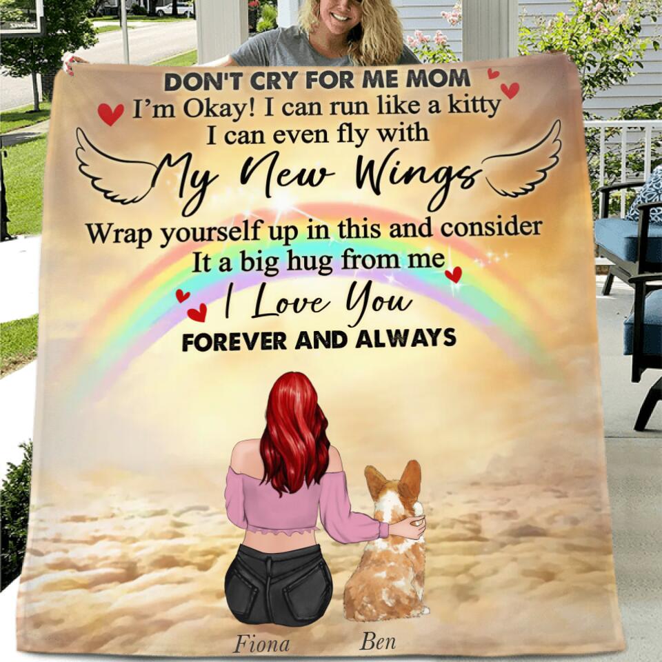 Personalized Pet Memorial Fleece Throw Blanket/Quilt - Memorial Gift Idea For Loss Of Pet - Don't Cry For Me Mom! I'm Okay
