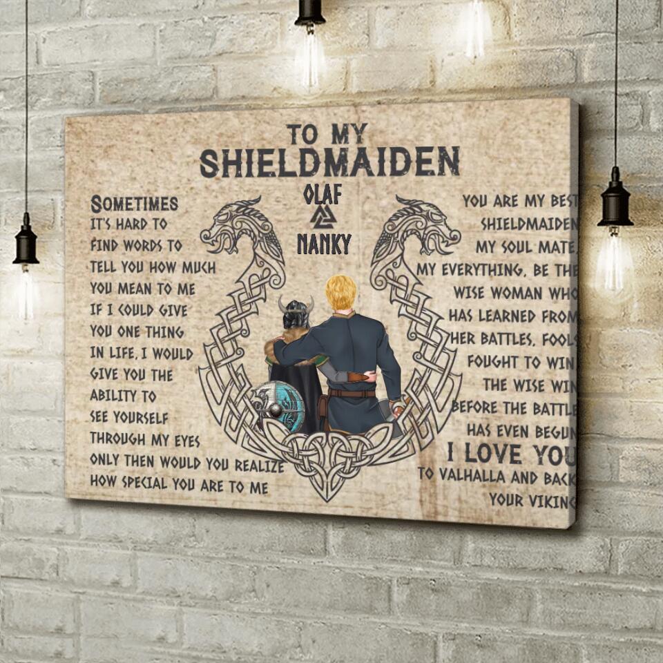 Personalized To My Shieldmaiden Canvas - Gift Idea For Shieldmaiden/Wife From Husband - You Are My Best Shieldmaiden