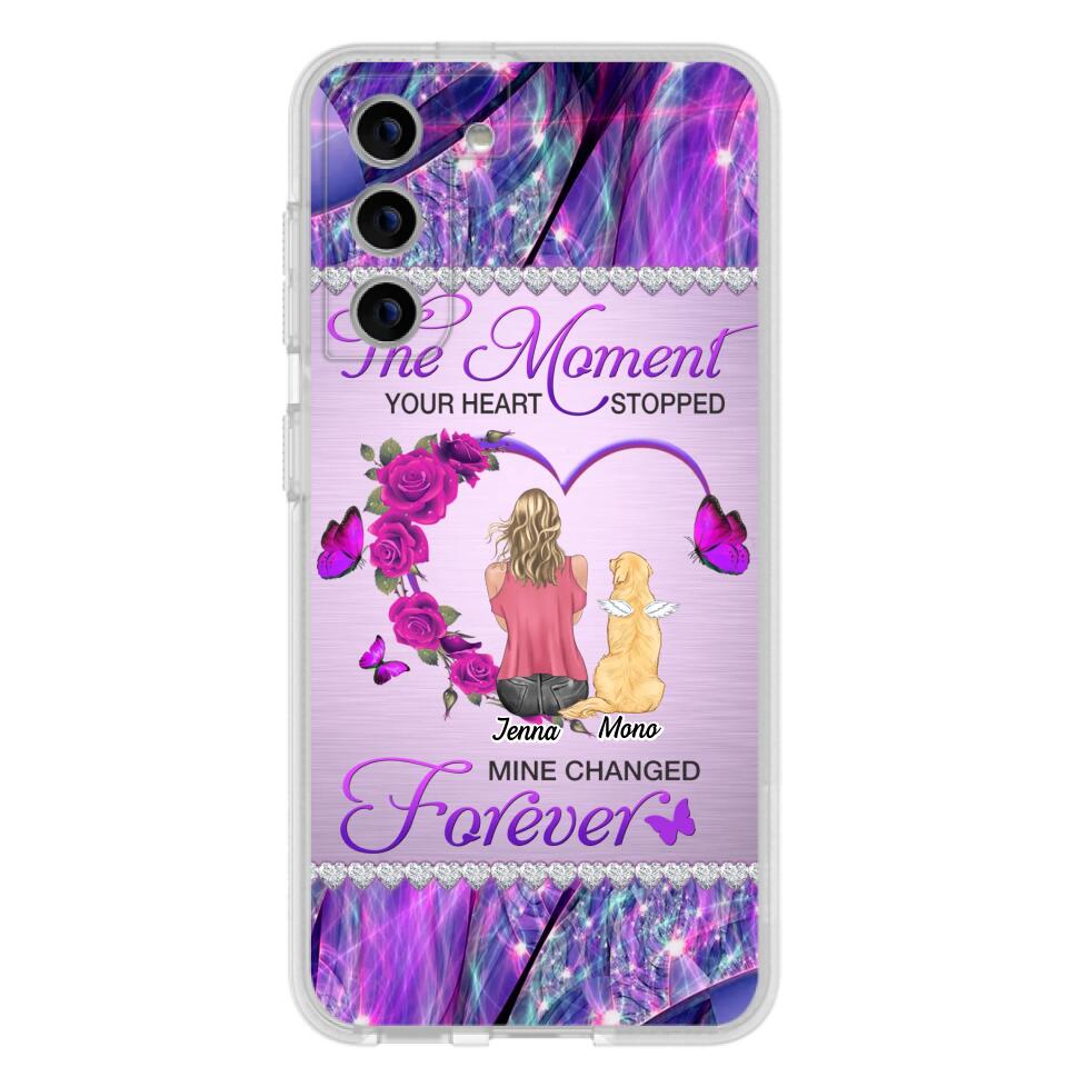 Custom Personalized Memorial Dog Mom iPhone/Samsung Phone Case - Memorial/ Mother's Day Gift Idea For Dog Mom - The Moment Your Heart Stopped Mine Changed Forever