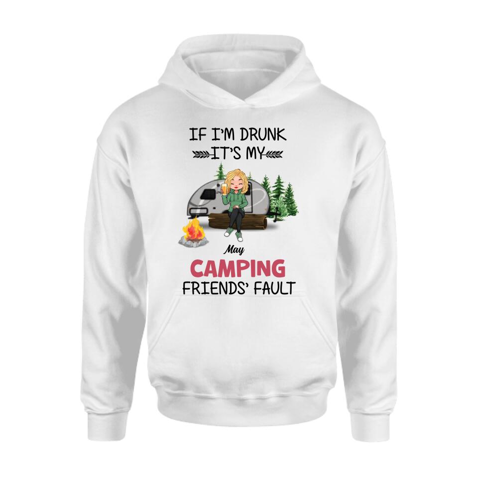 Personalized Camping Friends Shirt/Hoodie/Long Sleeve/Sweatshirt - Gift Idea For Camping Lovers/Friends - Up to 3 People - If I'm Drunk It's My Camping Friends' Fault
