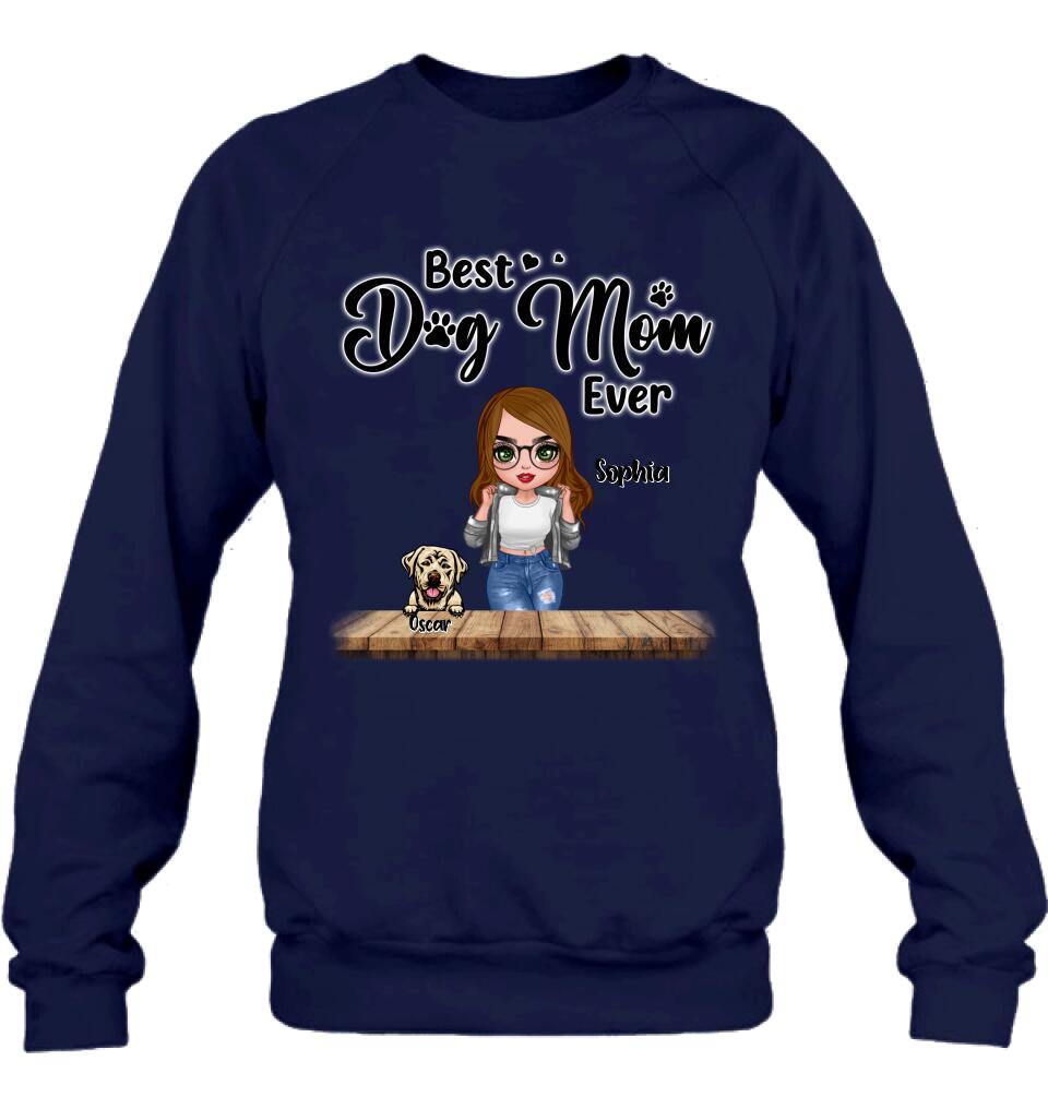 Personalized Dog Mom Front Shirt/ Pullover Hoodie - Gifts For Dog Lover With Up to 4 Dogs - You Had Me At Woof