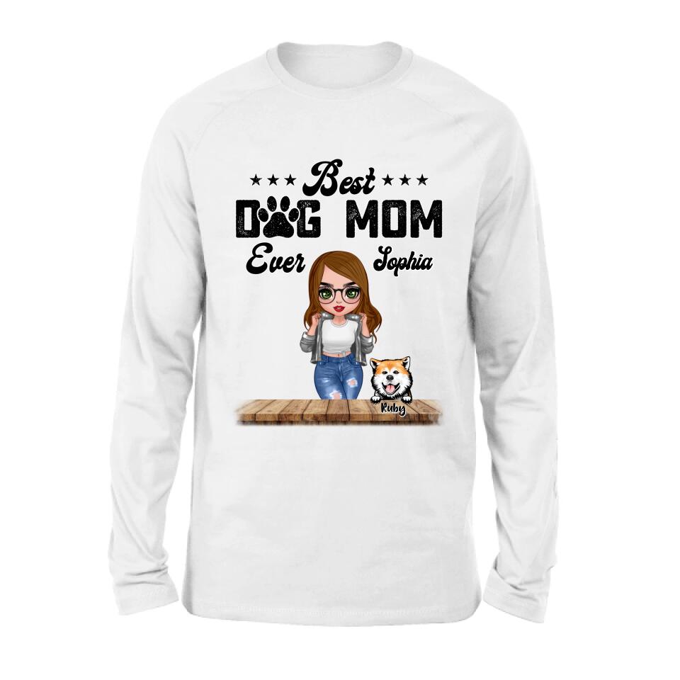 Personalized Dog Mom Front Shirt/Pullover Hoodie - Gifts For Dog Lover With Up to 4 Dogs - Best Dog Mom Ever