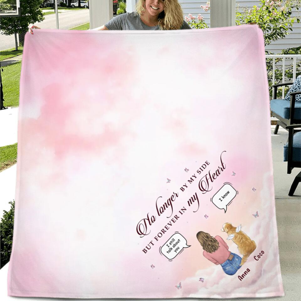 Personalized Memorial Pet Fleece Throw Blanket/Quilt - Memorial Gift Idea for Dog/Cat Owners/Mother's Day - No Longer By My Side But Forever In My Heart