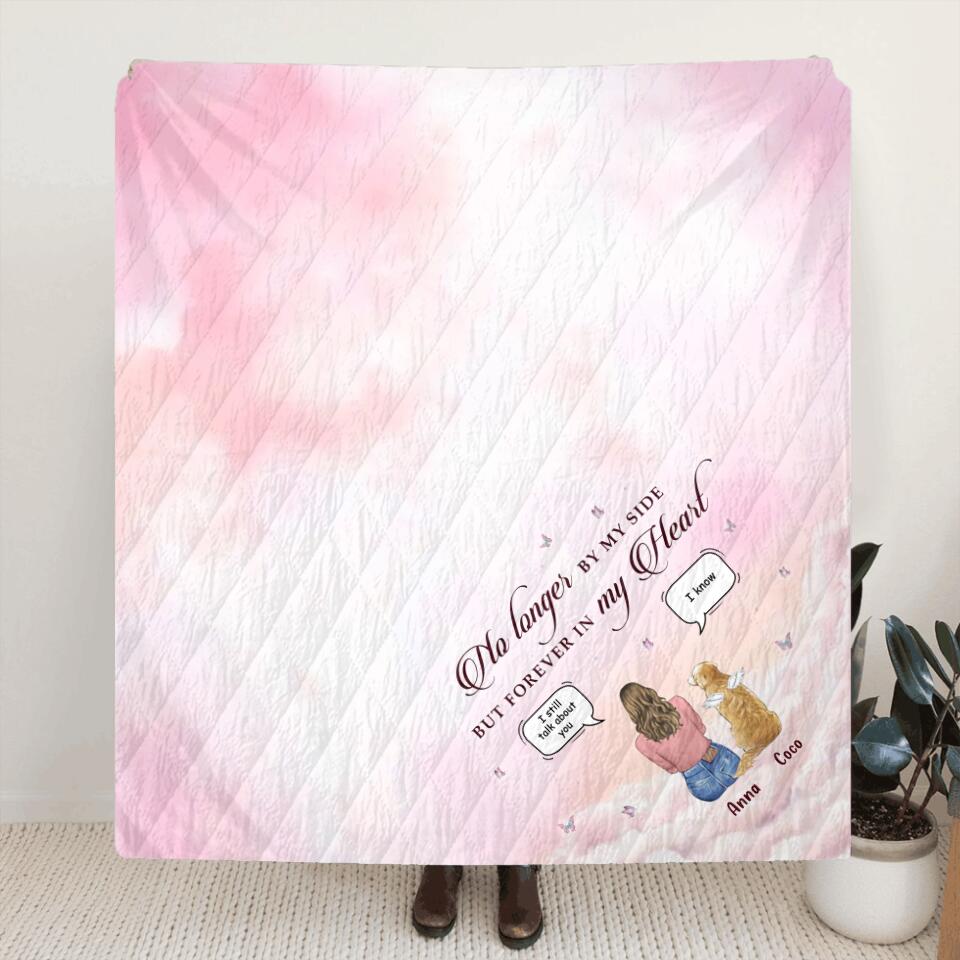 Personalized Memorial Pet Fleece Throw Blanket/Quilt - Memorial Gift Idea for Dog/Cat Owners/Mother's Day - No Longer By My Side But Forever In My Heart