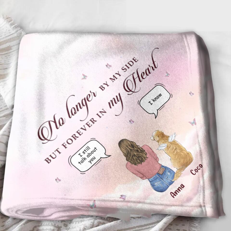 Personalized Memorial Pet Fleece Throw Blanket/Quilt - Memorial Gift Idea for Dog/Cat Owners/Mother's Day - No Longer By My Side But Forever In My Heart