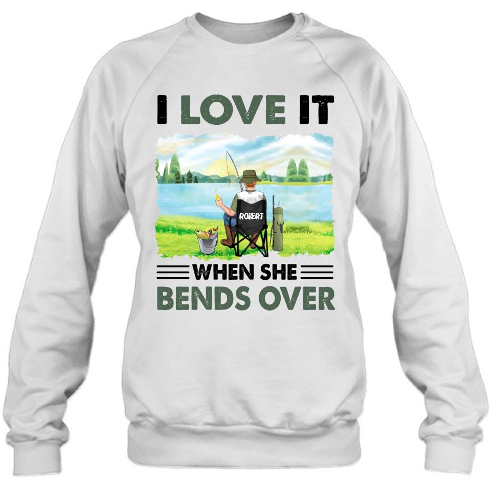 Personalized Fishing Shirt - Gift Idea For Couple/Fishing Lovers/Mother's Day/Father's Day - I Love It When She Bends Over