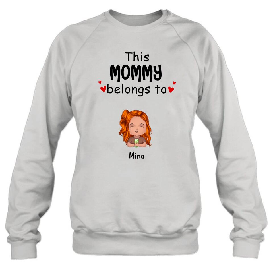 Personalized This Mommy Belongs To Doll Kids T-Shirt/Long Sleeve/Sweatshirt/Hoodie - Up to 7 Children - Gift Idea For Grandma/Grandpa/Dad/Mom/Mother's Day/Father's Day