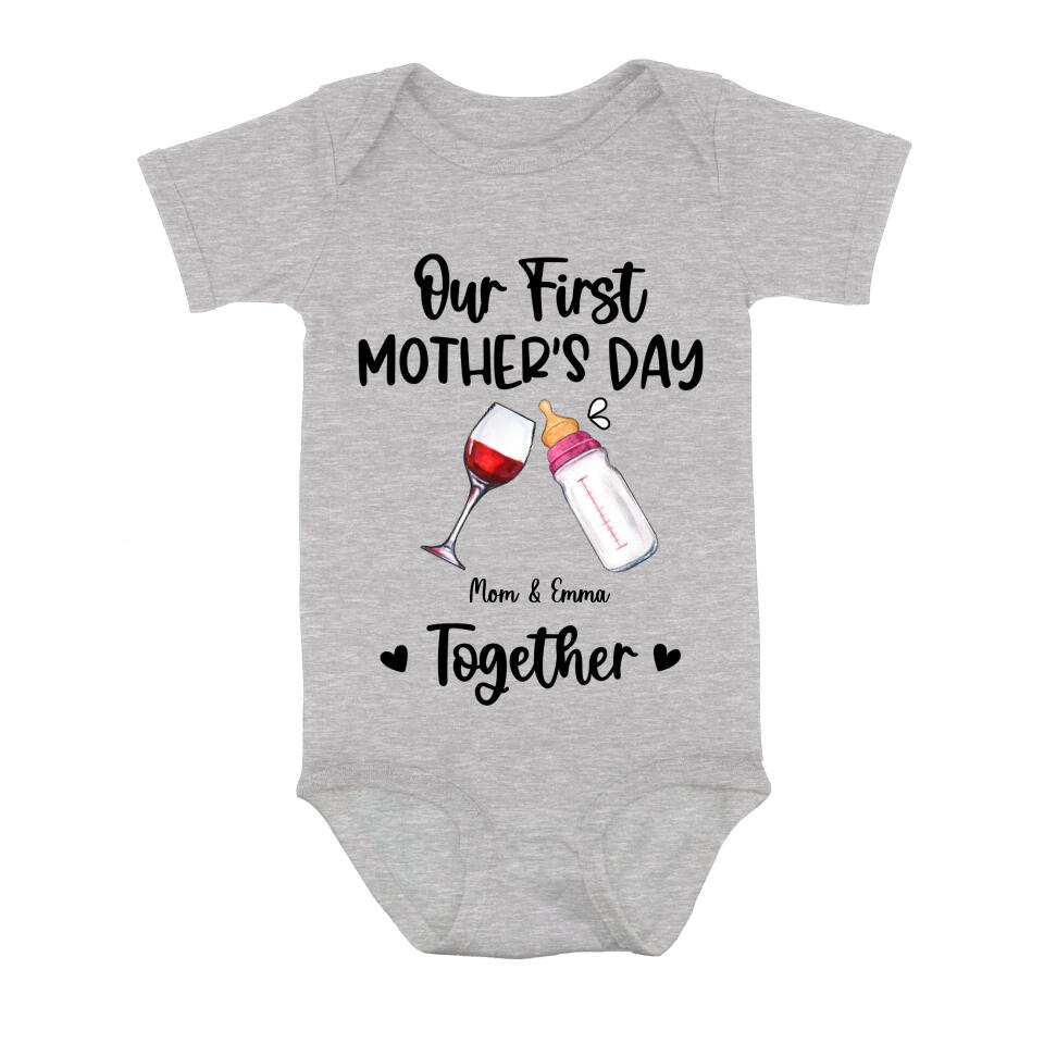 Personalized Baby Onesie/T-Shirt - Mother's Day Gift Idea For Baby/Mom - Our First Mother's Day Together