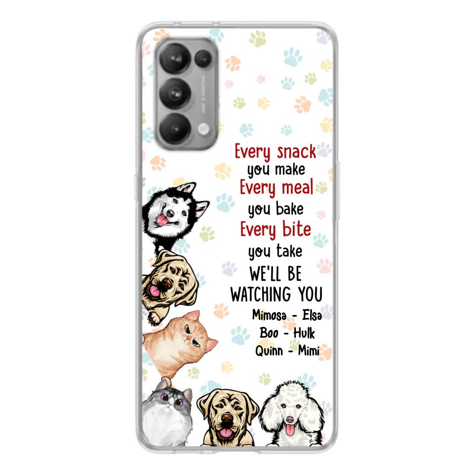 Personalized Pets Phone Case - Up to 6 Dogs/Cats - Mother's Day Gift for Dog/Cat Lovers - Every Snack You Make Every Meal You Bake Every Bite You Take We'll Be Watching You - Case for Xiaomi/Huawei/Oppo