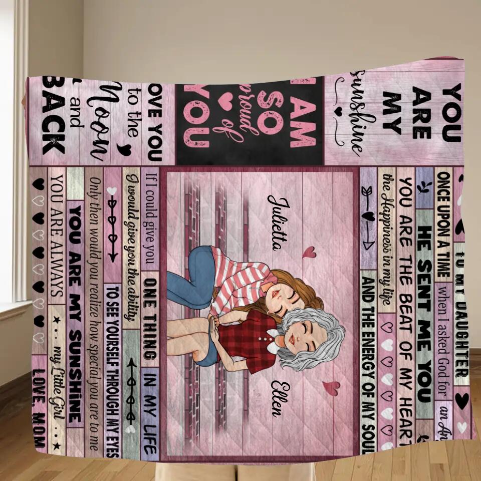 Personalized To My Daughter Quilt/Fleece Throw Blanket - Gift For Daughter From Mom - When I Asked God For An Angel He Sent Me You