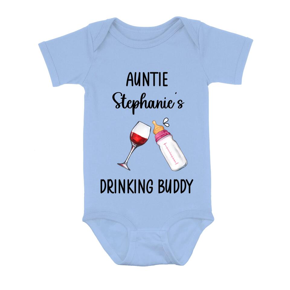 Personalized Baby Onesie/T-Shirt - Mother's Day Gift Idea For - Auntie Drinking Buddy