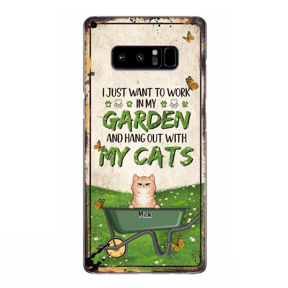 Custom Personalized Cat Phone Case For iPhone And Samsung - Gift Idea For Cat Lover - Up to 6 Cats - I Just Want To Work In My Garden And Hang Out With My Cats