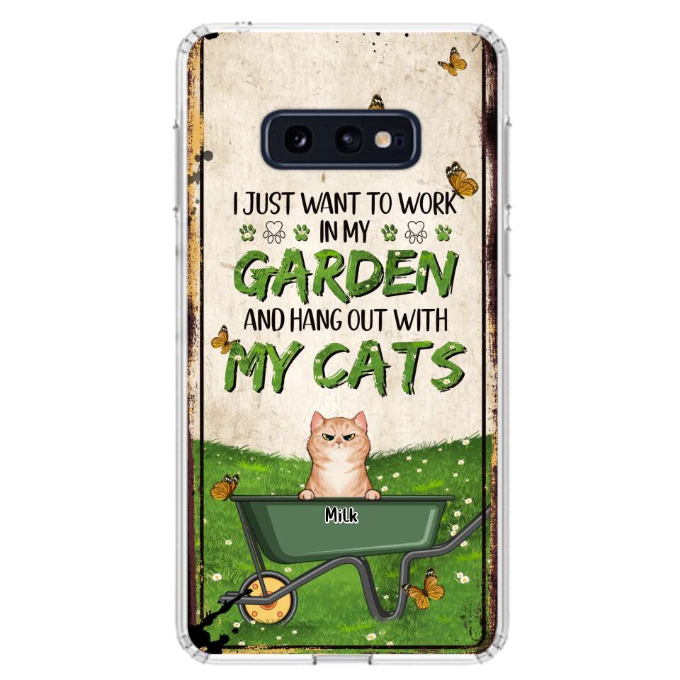 Custom Personalized Cat Phone Case For iPhone And Samsung - Gift Idea For Cat Lover - Up to 6 Cats - I Just Want To Work In My Garden And Hang Out With My Cats