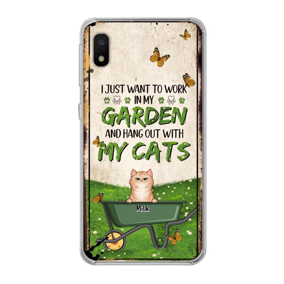 Custom Personalized Cat Phone Case For iPhone And Samsung - Gift Idea For Cat Lover - Up to 6 Cats - I Just Want To Work In My Garden And Hang Out With My Cats