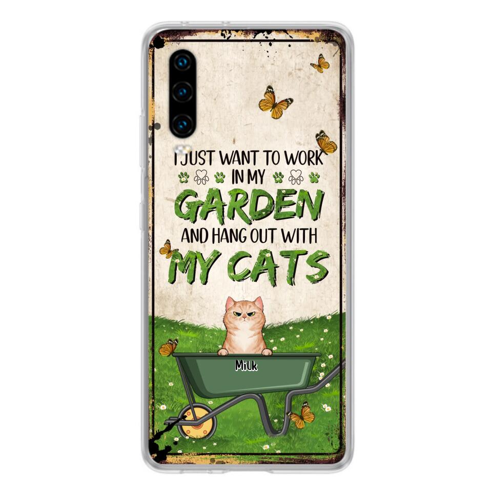 Custom Personalized Cat Phone Case For Xiaomi/ Oppo/ Huawei - Gift Idea For Cat Lover - Up to 6 Cats - I Just Want To Work In My Garden And Hang Out With My Cat