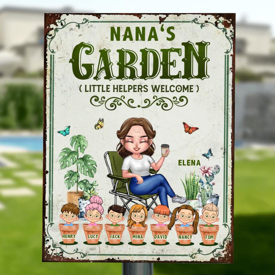 Personalized Grandma's Garden - Metal Sign Gift Idea For Grandma/Mother's Day Gift - Up to 7 Kids - Life Is Better With My Kids In The Garden
