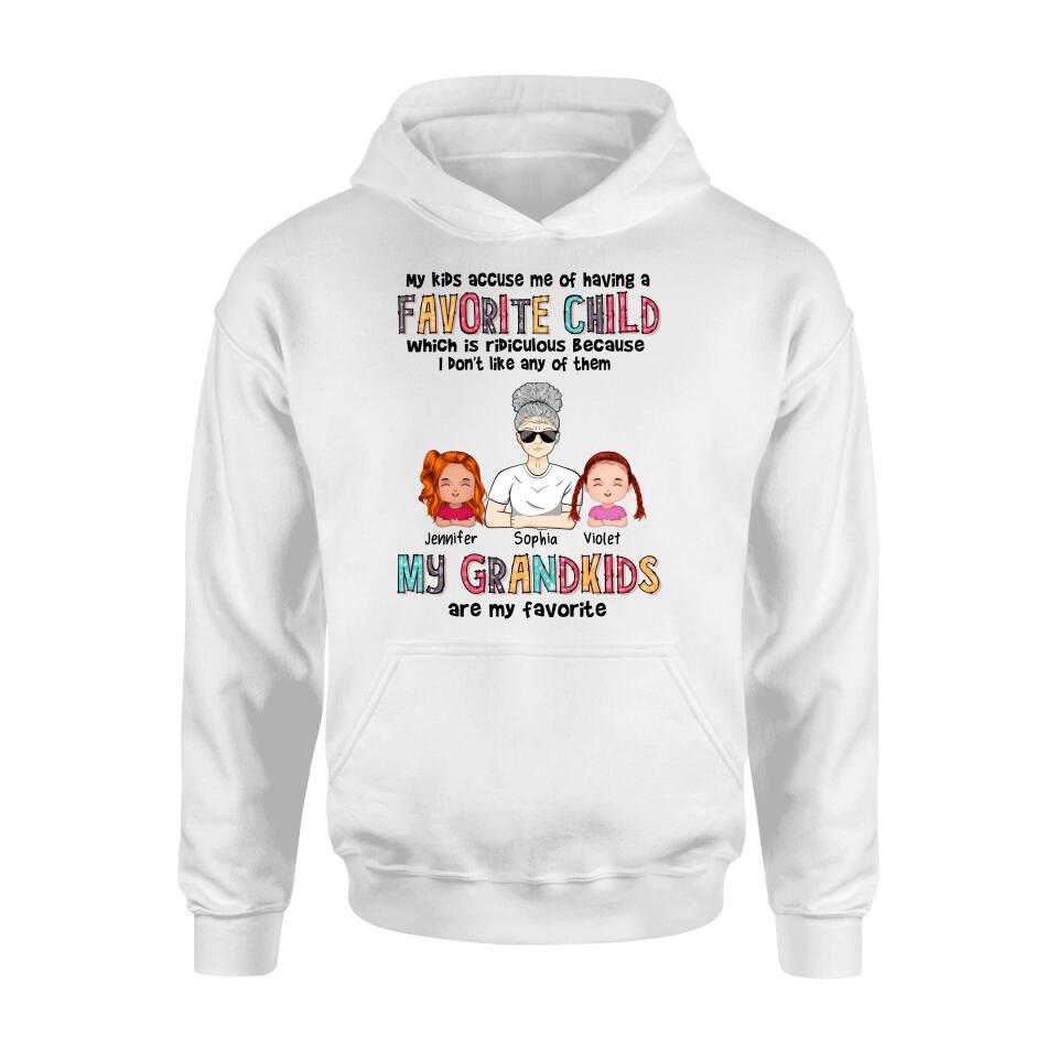 Personalized Grandma Shirt - Up to 6 Kids - Mother's Day Gift Idea For Grandma - My Kids Accuse My Of Having A Favorite Child Which Is Ridiculous