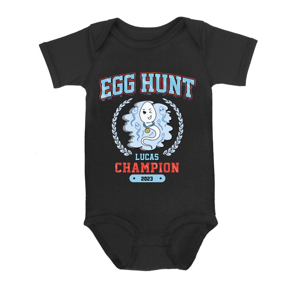 Personalized Kid T-shirt/Baby Onesie - Egg Hunt Champion 2023 - Gift Idea From Mother/Father to Kid