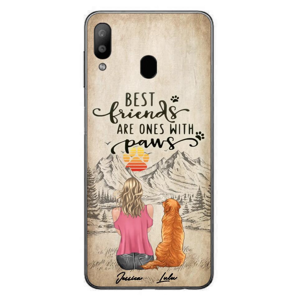 Custom Personalized Dog Mom Phone Case - Upto 5 Dogs - Gift Idea For Mother's Day/Dog Lovers - Best Friends Are Ones With Paws - Case For iPhone And Samsung