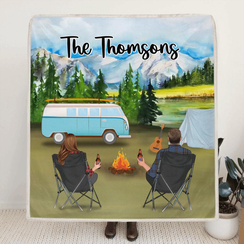 Personalized Camping Blanket - Gift For Father's Day from Wife to Husband - Family Name - ODH9UF
