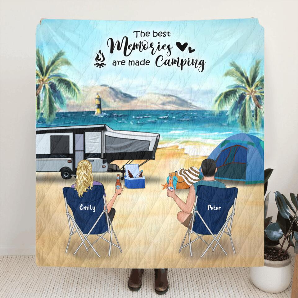 Personalized Camping Blanket - Family with Kids and Pets (Up to 4 kids and 2 pets) - The best memories are made camping - 1CTOH9