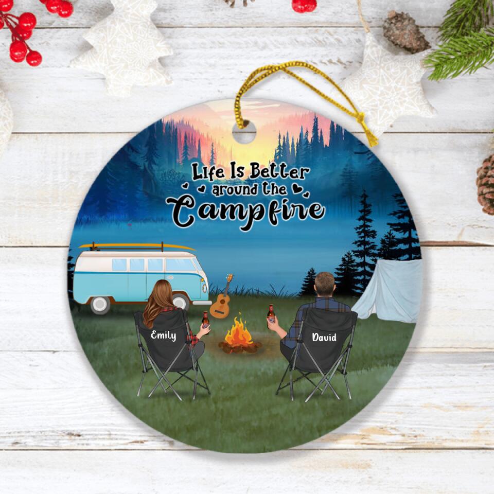 Personalized Camping Ornament- Couple/Parents With Up to 6 Kids, 2 Pets - Life Is Better Around The Campfire - Q3VZTZ