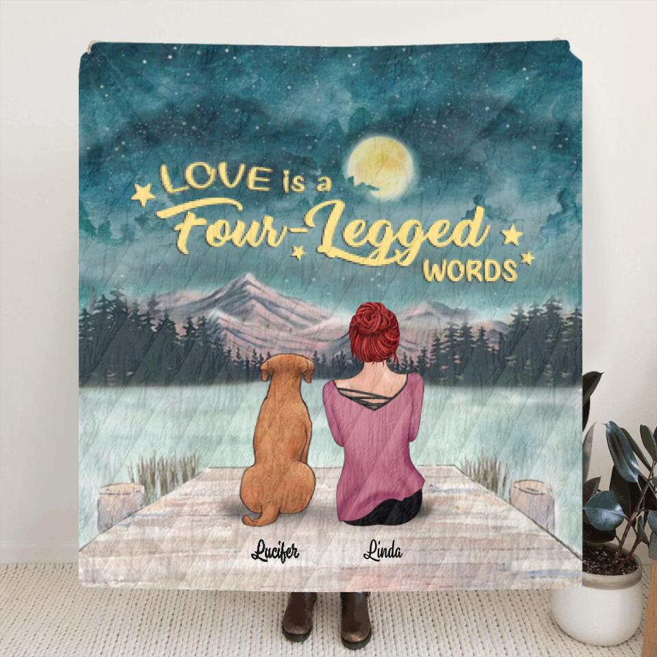 Personalized Pets Mom Quilt/Fleece Blanket - Mom With Up to 5 Pets - Best Gift For Cat Lovers, Dog Lovers - Love Is Four-Legged Words - FD19NO
