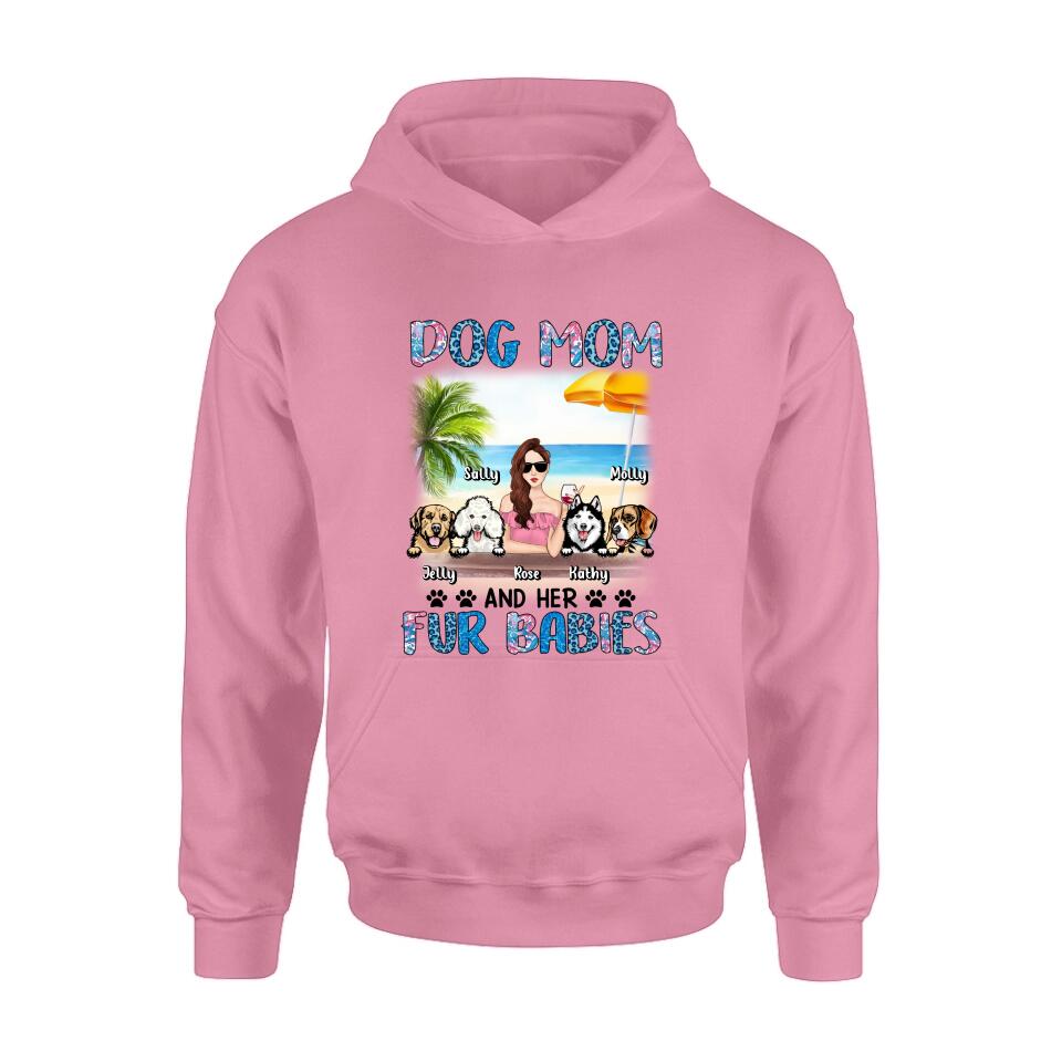 Personalized Dog Mom Summer Patterned Shirt/ Hoodie/Sweatshirt/Long sleeve - Up to 4 Dogs - Gift Idea For Dog Mom/Dog Lovers - Dog Mom And Her Fur Babies