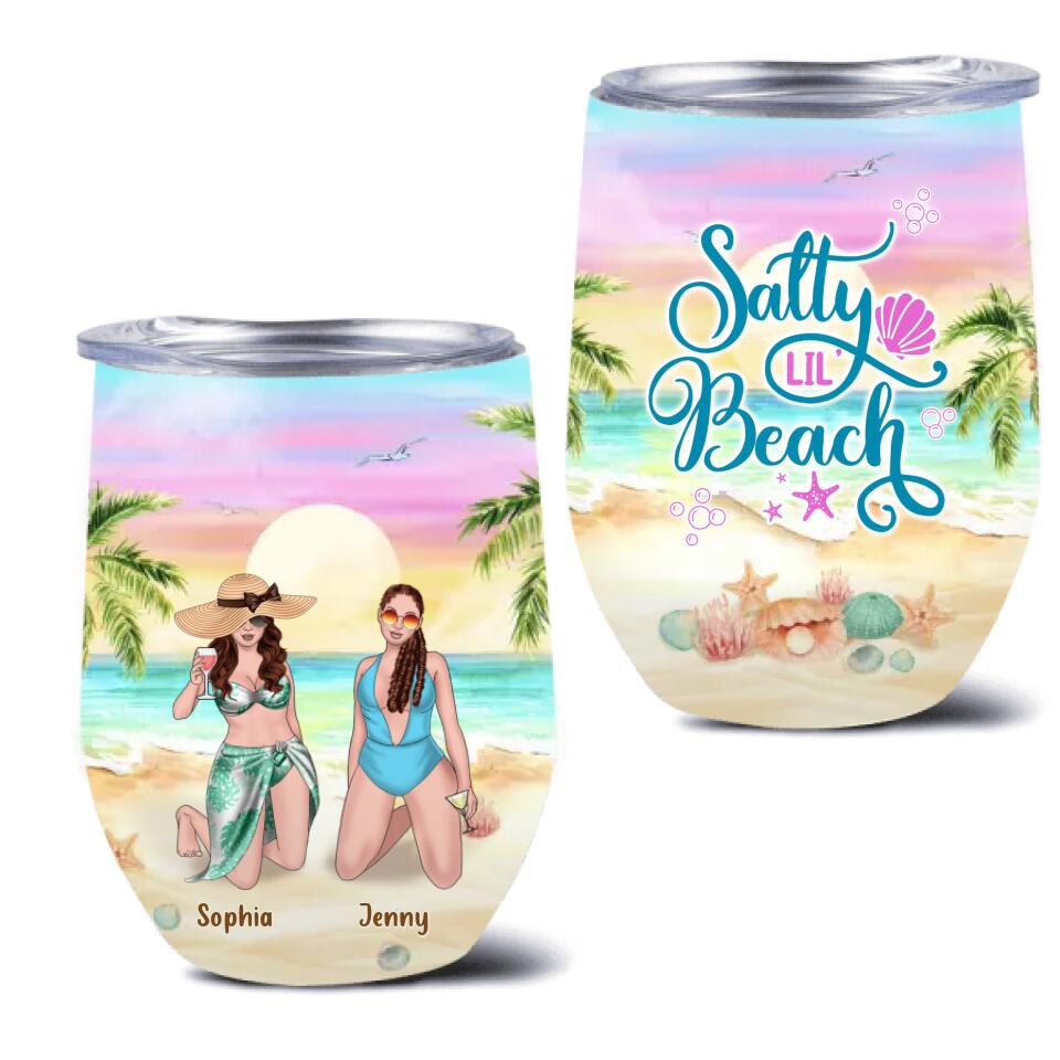 Personalized Beach Besties Wine Tumbler - Up to 4 Girls - Gift Idea For Friends/Besties/Sisters - Summer Gift Idea For Beach Lover - Salty Lil's Beach