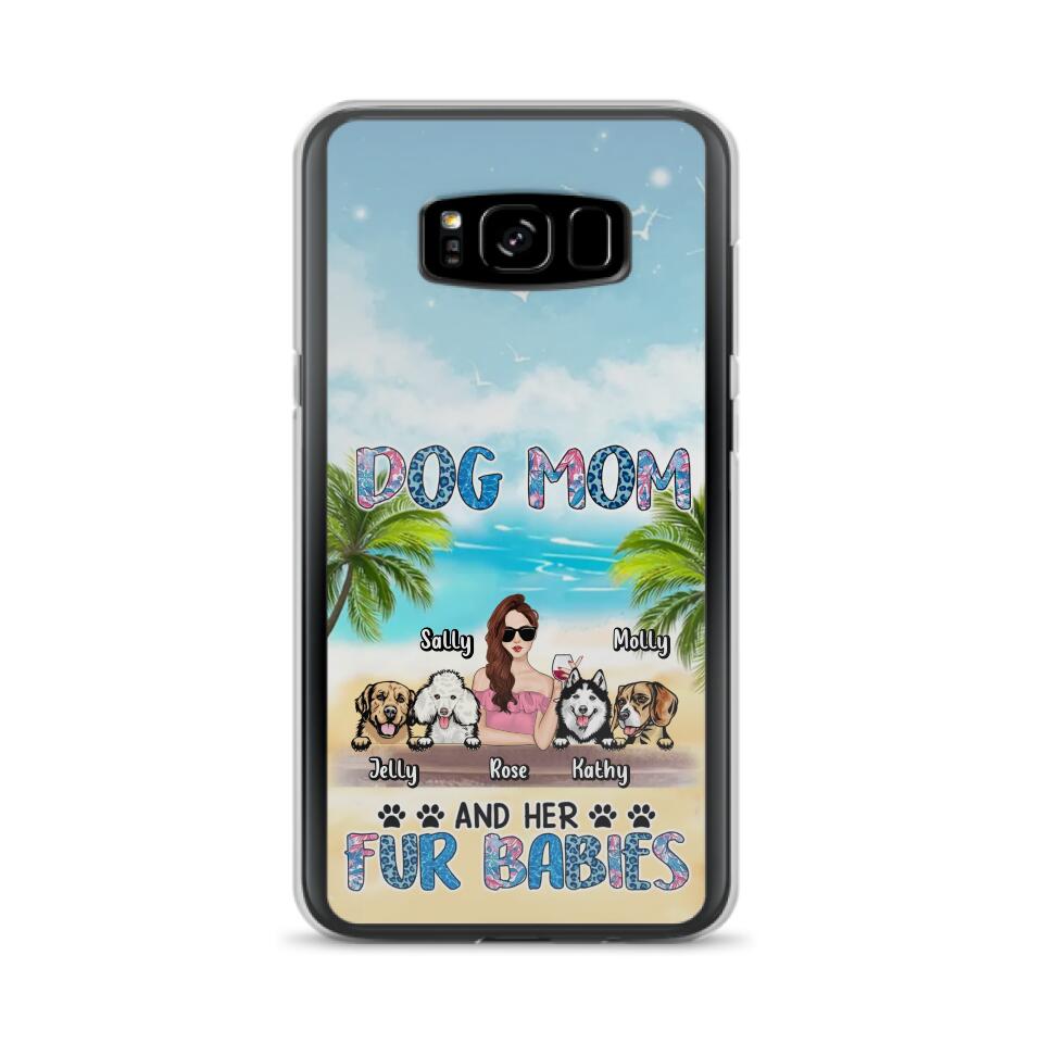 Custom Personalized Dog Mom Summer Patterned Phone Case - Upto 4 Dogs - Gift Idea For Dog Mom/Dog Lovers - Dog Mom And Her Fur Babies - Cases For iPhone/Samsung