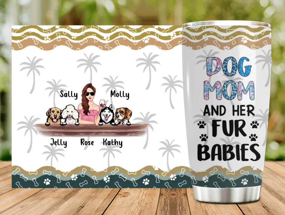 Personalized Dog Mom Tumbler - Gift Idea For Dog Mom - Up to 4 Dogs with Summer Patterns