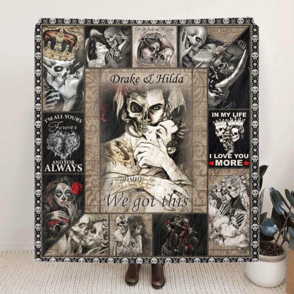 Custom Skull Quilt/Fleece Blanket - Best Gift Idea For Couple - I'm All Your Forever And For Always